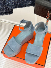 ILLUSION 35 SANDAL IN LIGHT BLUE SUEDE WITH RHINESTONE DETAILS